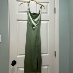 Windsor Sage Satin Midi Dress